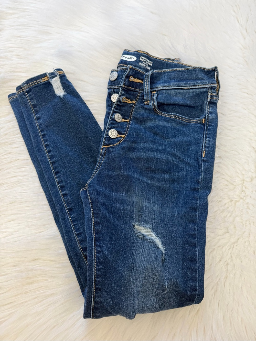 Old Navy Dark High-Rise Rock Star Button-Fly Super Skinny Jeggings Jeans Sz 10